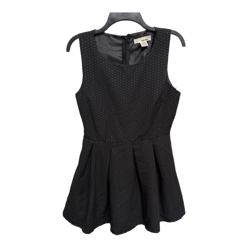 Sans Souci Fit & Flare Dress Womens Black Polka Dot Casual Sleeveless Size M